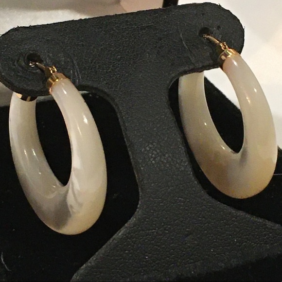 Ross Simons Jewelry - Mother of pearl hoop earring, 14k, 1 1/8”